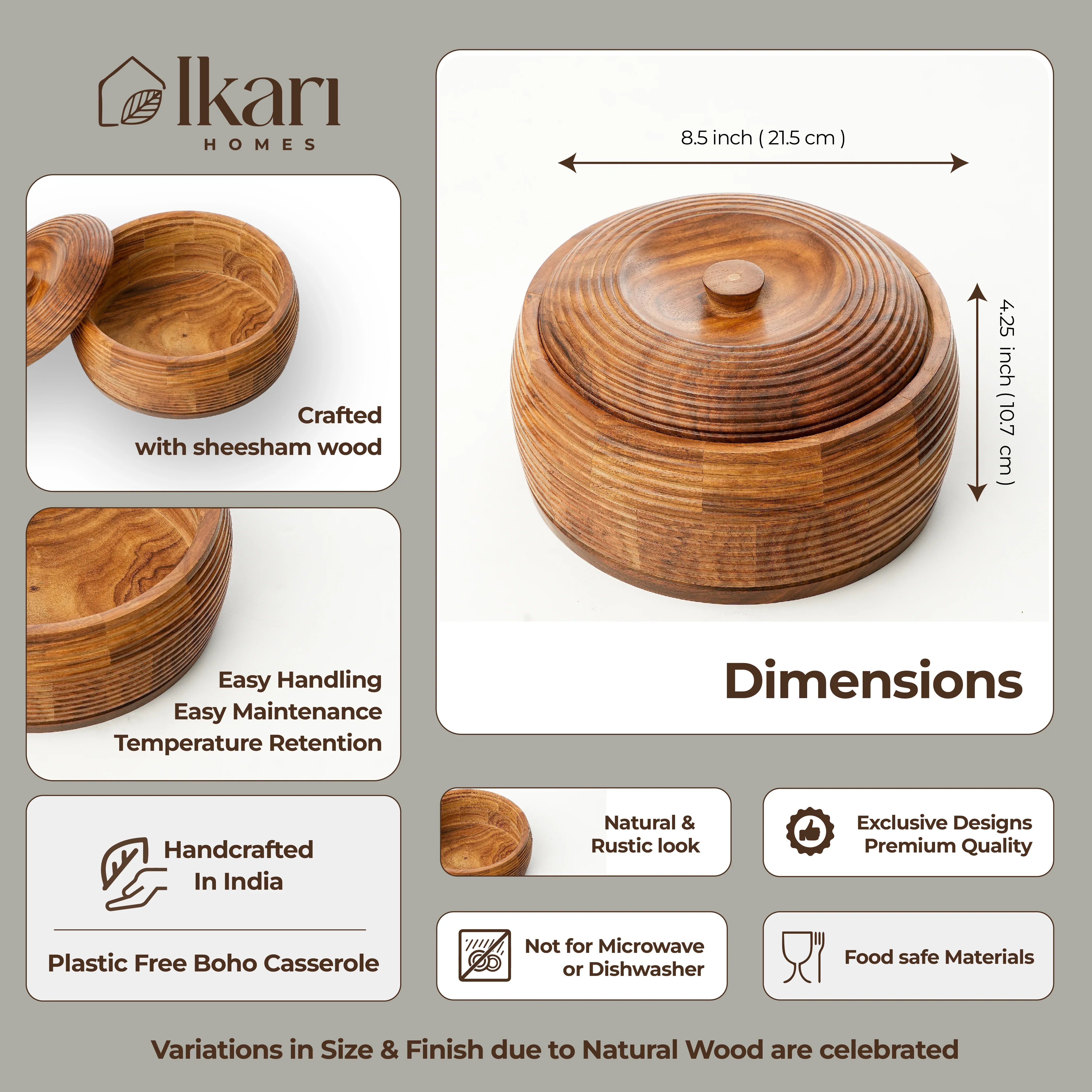 Handcrafted Premium Sheesham Wooden Chapati box