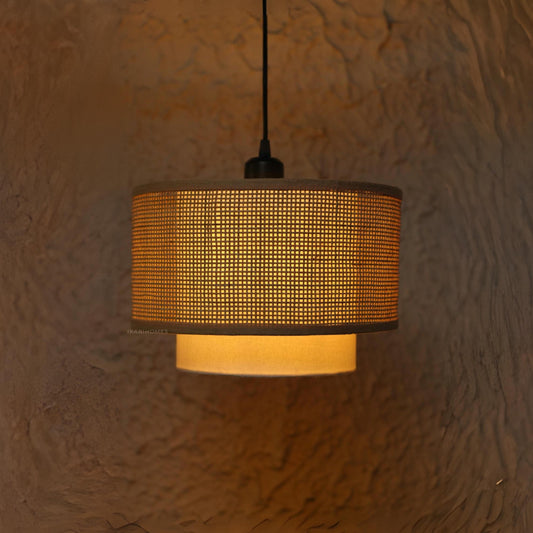 Rattan Square Duo Hanging Lamp 14 Inch