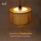 Rattan Square Duo Hanging Lamp 14 Inch
