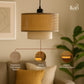 Rattan Square Duo Hanging Lamp 14 Inch