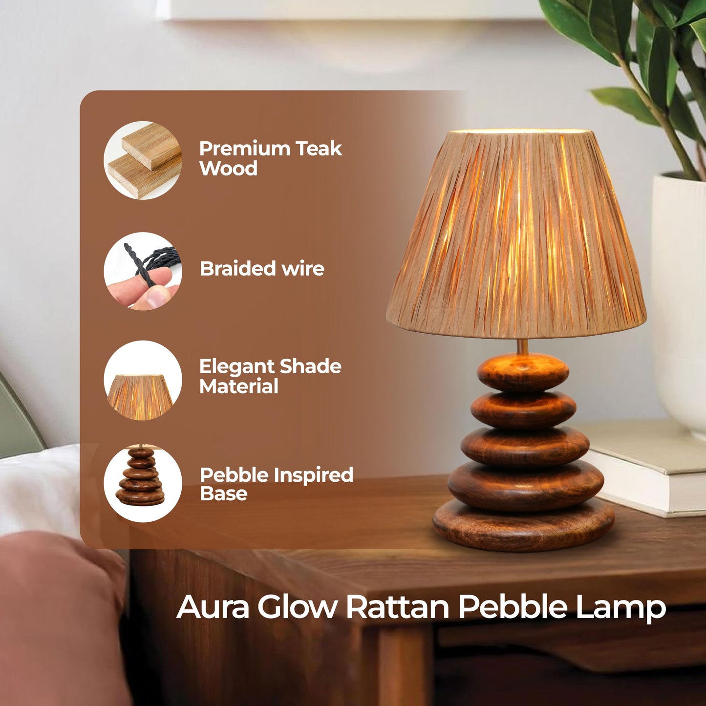 Aura Glow – Rattan Pebble Lamp