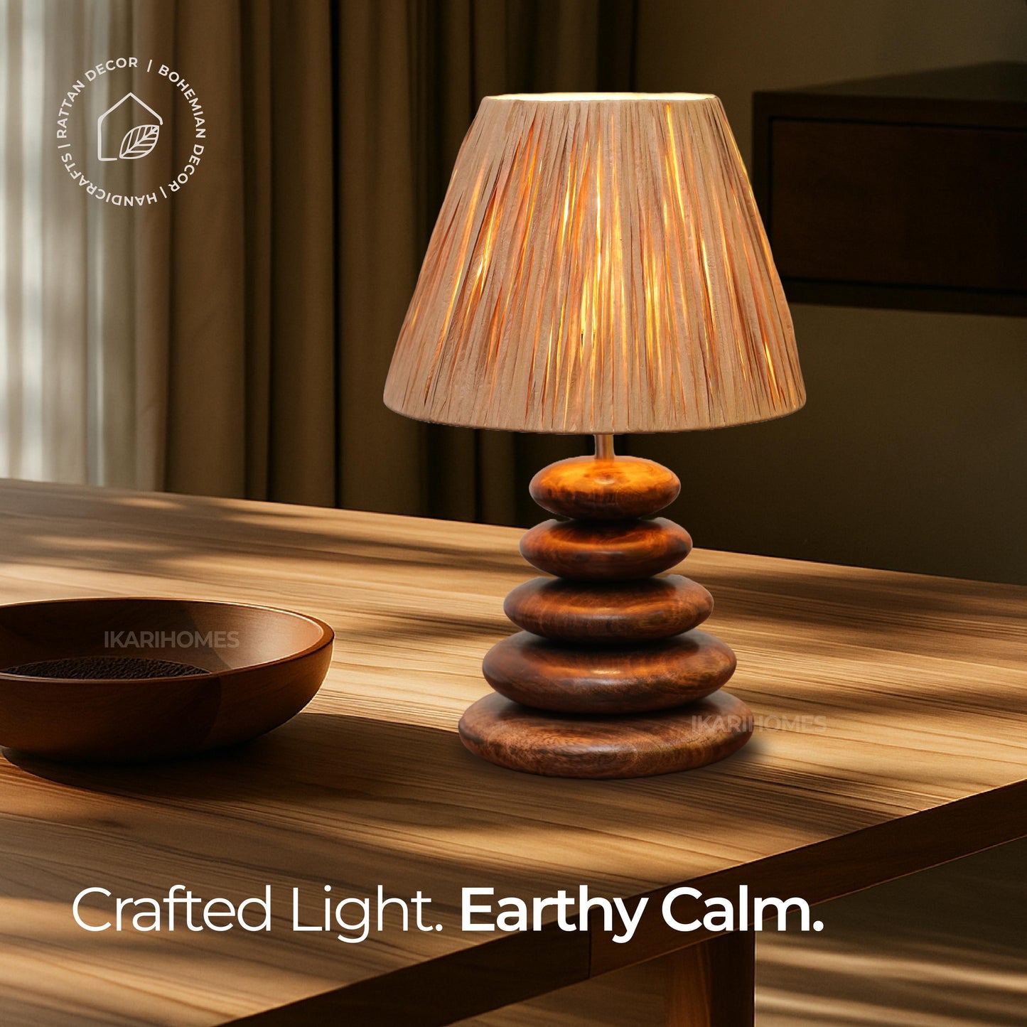 Aura Glow – Rattan Pebble Lamp