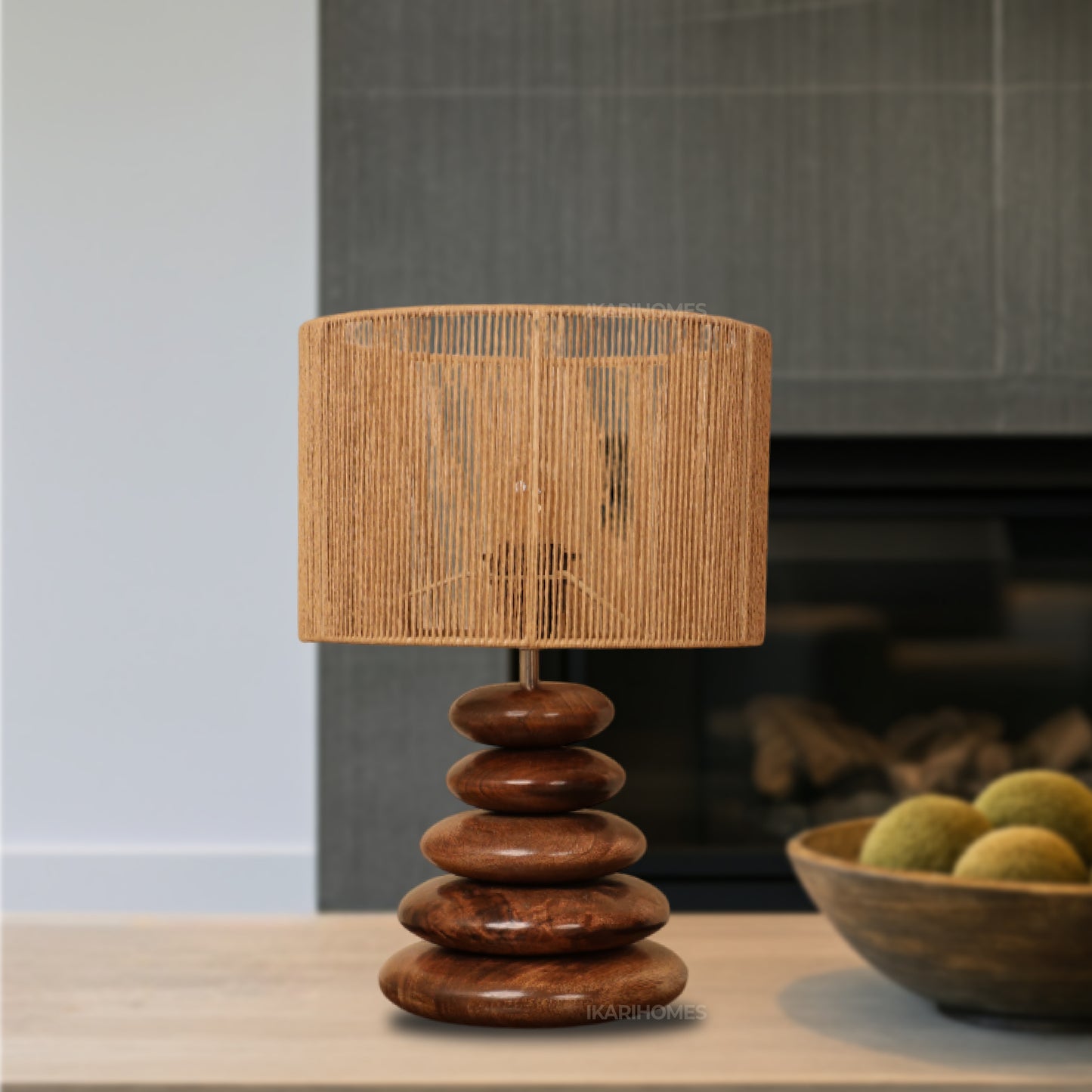 Mist Glow – Raffia Pebble Lamp