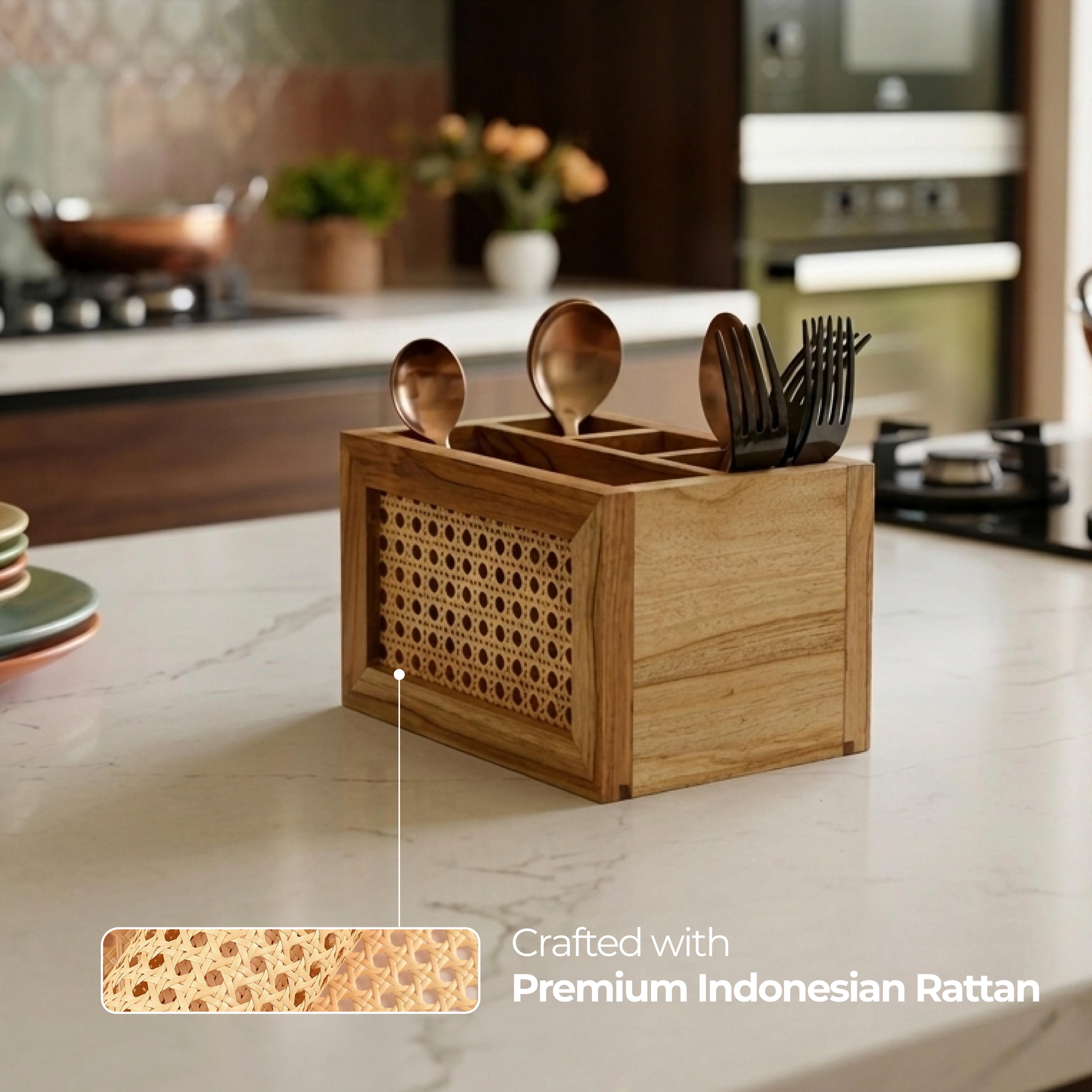 Weave Nest Rattan Cutlery Holder