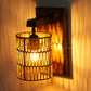 Rustic Wooden Wall Lamp – Textured Elegance, Boho Glow