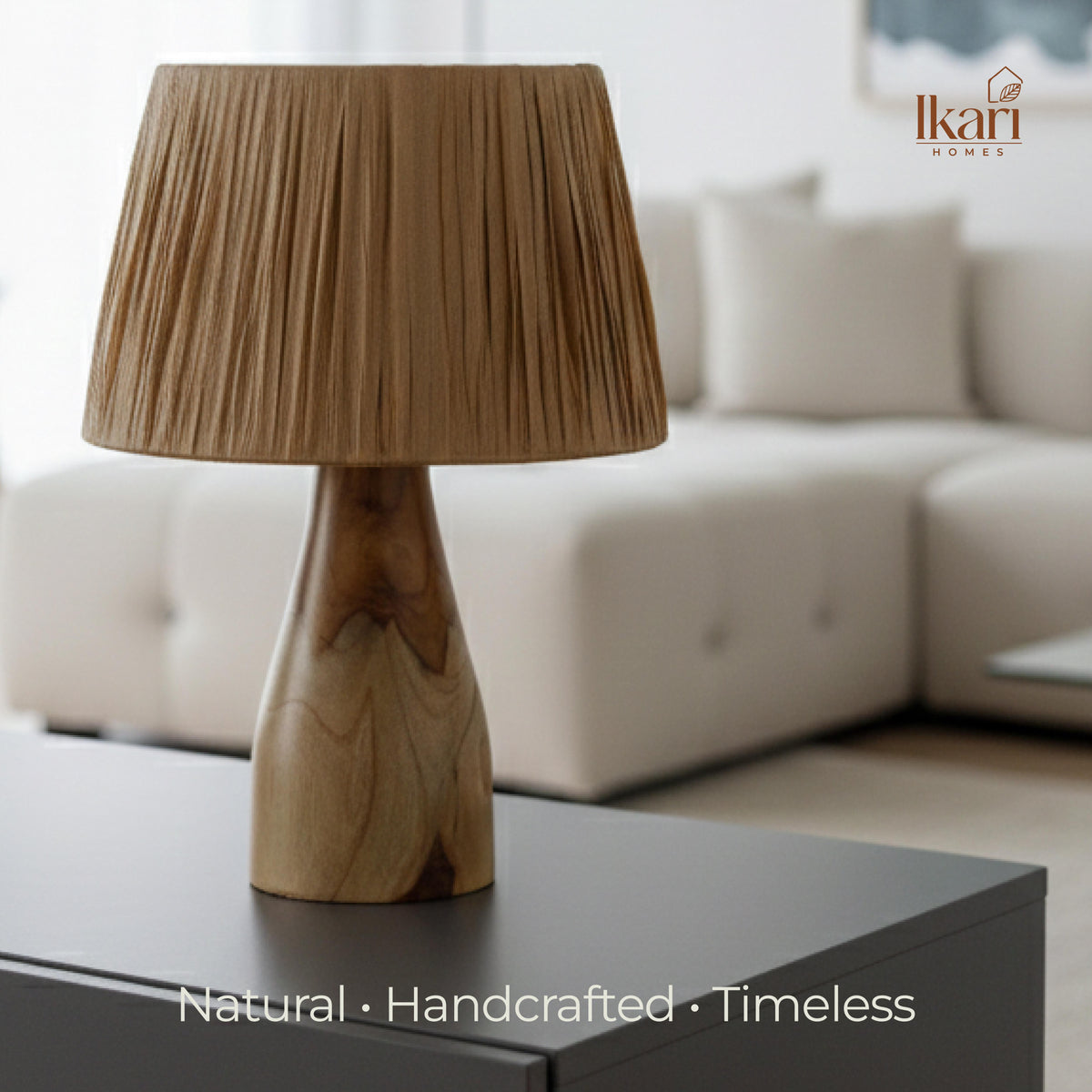 Raffia Teak Glow Lamp
