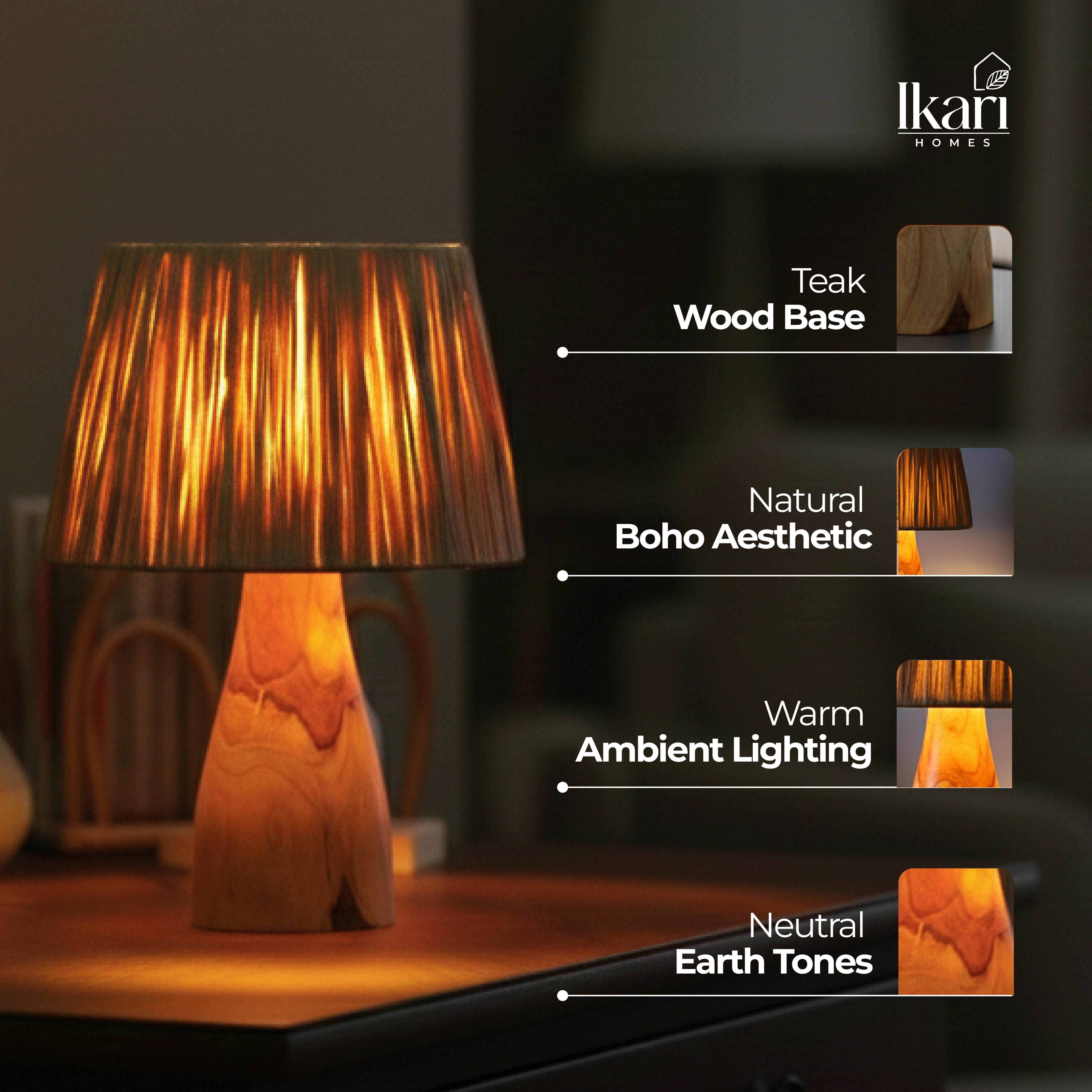 Raffia Teak Glow Lamp