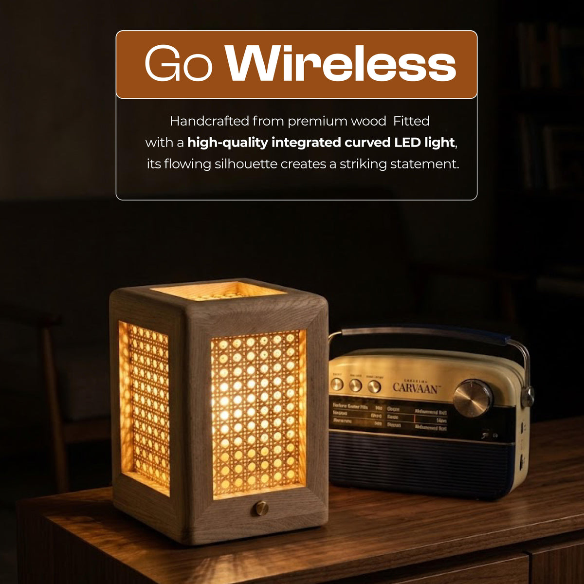 Lumi Rattan Wireless Table Lamp