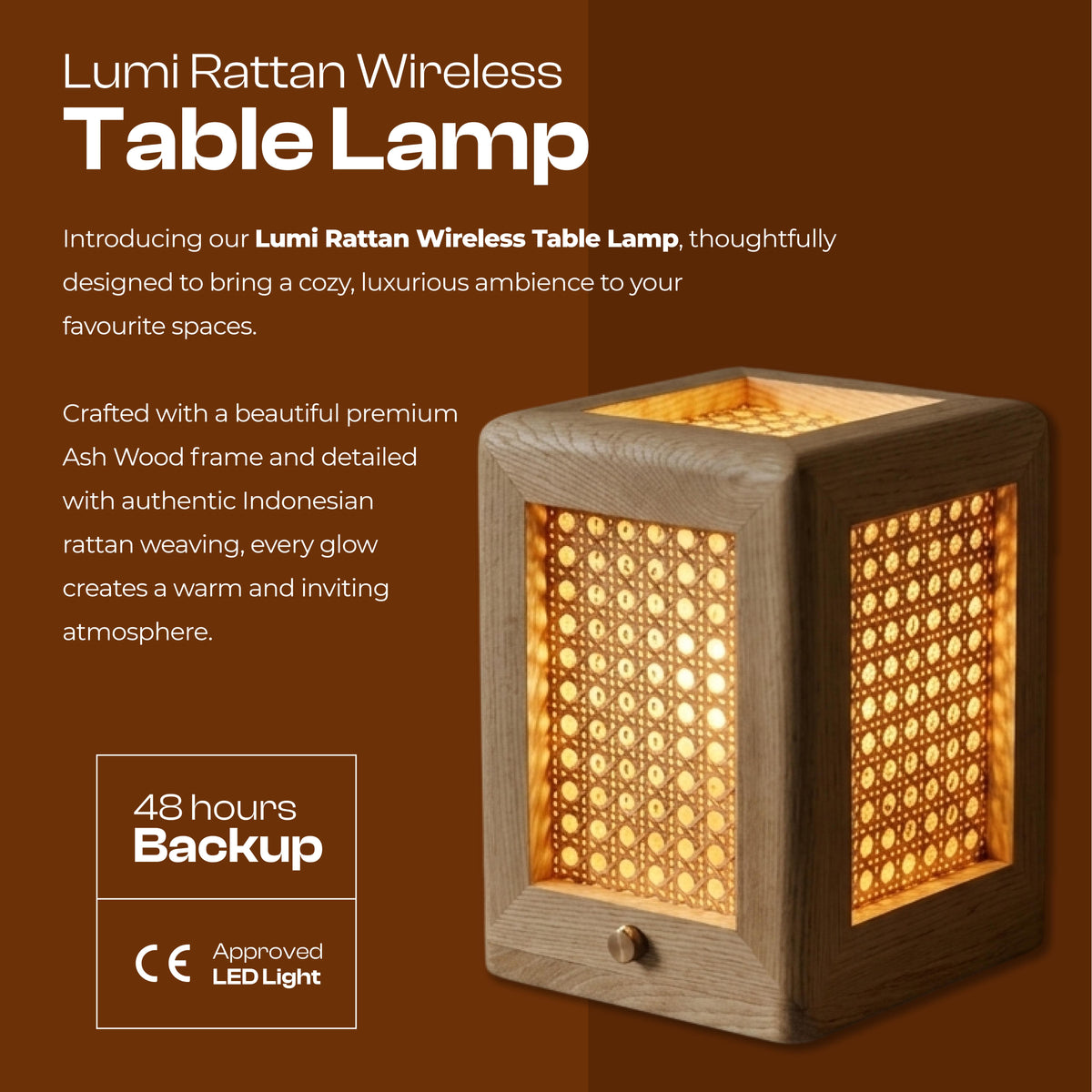 Lumi Rattan Wireless Table Lamp