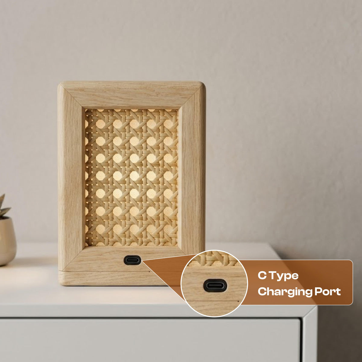 Lumi Rattan Wireless Table Lamp