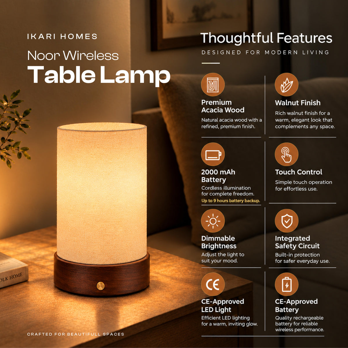 Noor Wireless Table Lamp