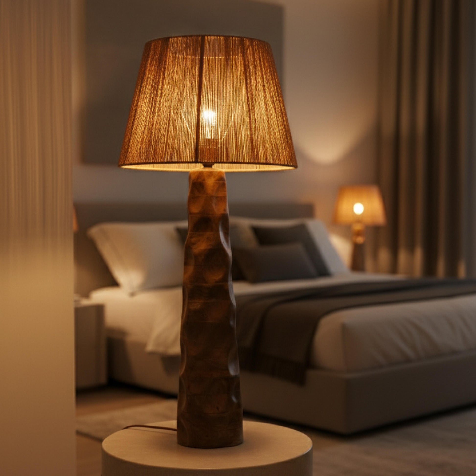 Vintage Raffia Floor Lamp – Woven by Nature, Rooted in Calm