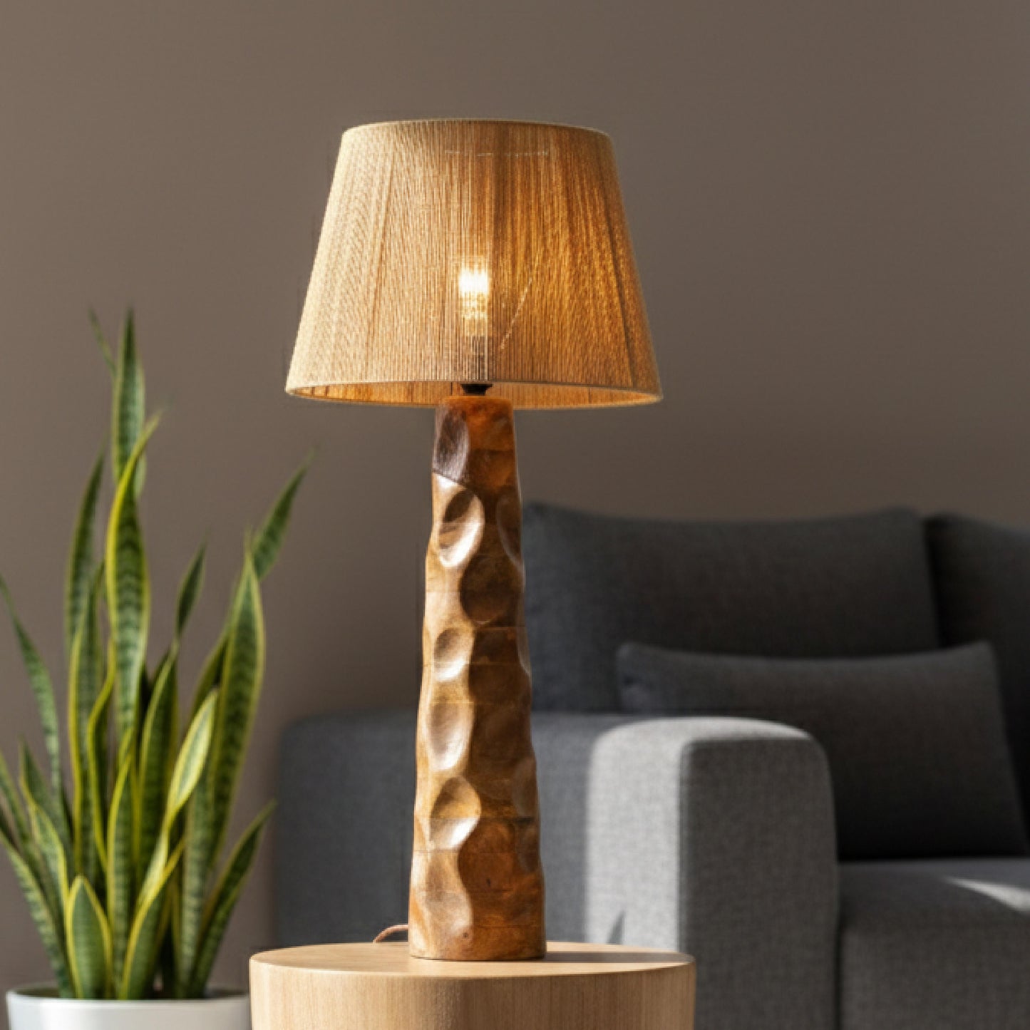 Vintage Raffia Floor Lamp – Woven by Nature, Rooted in Calm