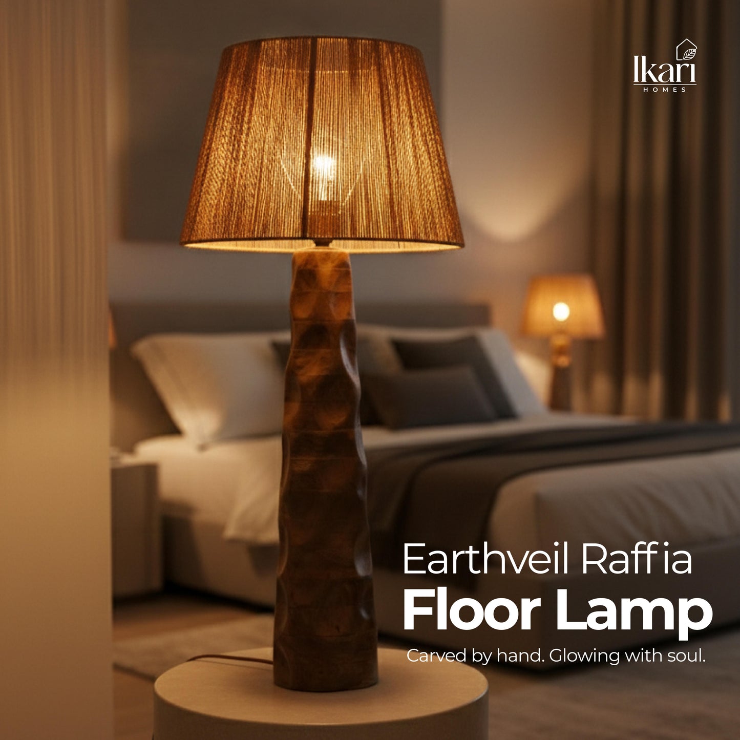 Vintage Raffia Floor Lamp – Woven by Nature, Rooted in Calm