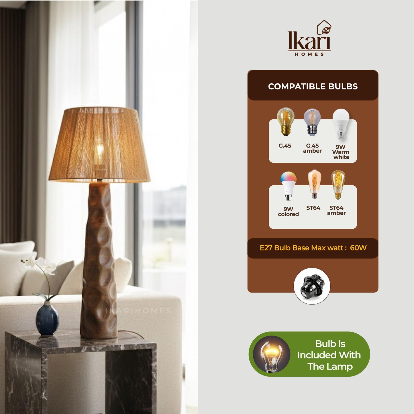 Vintage Raffia Floor Lamp – Woven by Nature, Rooted in Calm