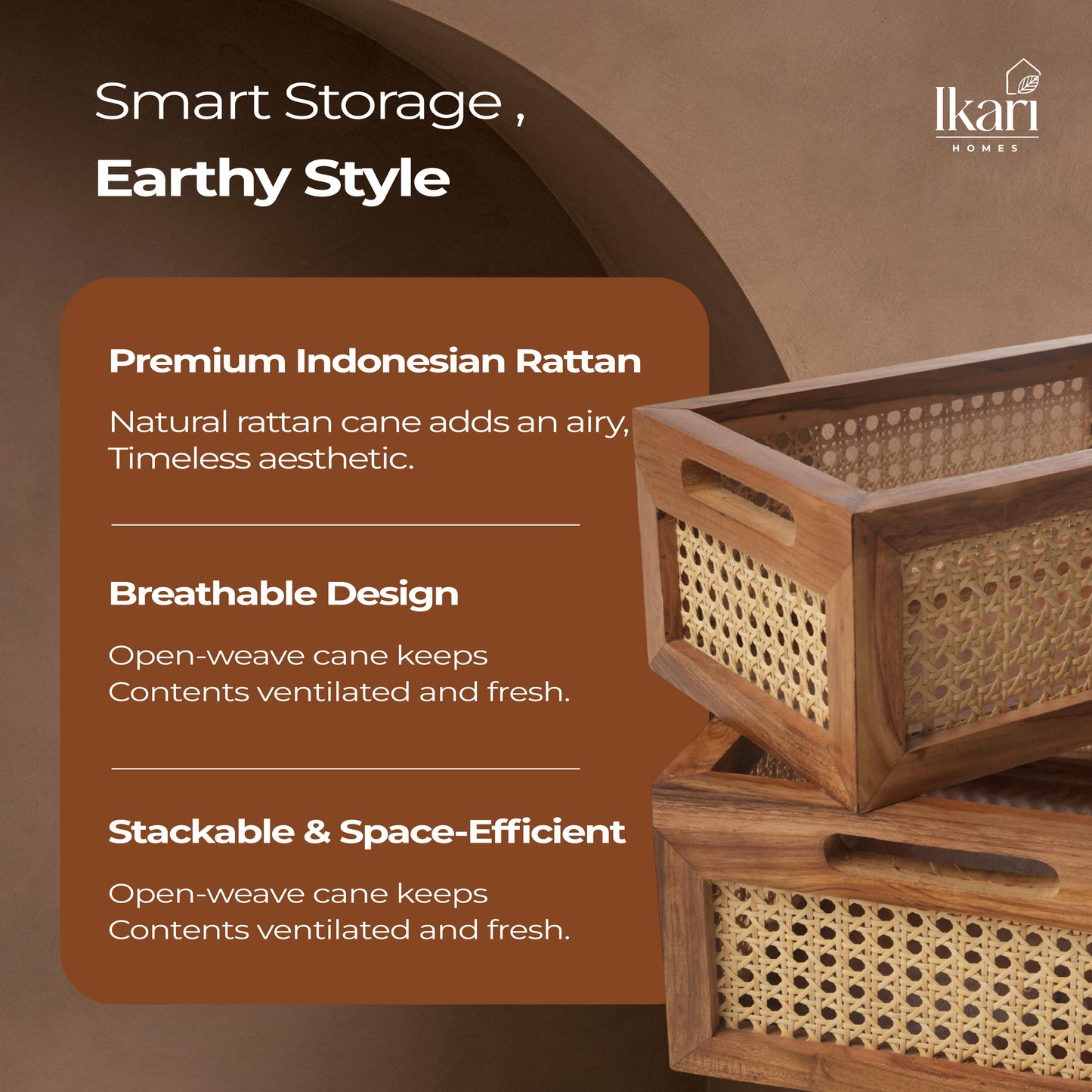 Duo Weave Rattan Baskets - Set of 2