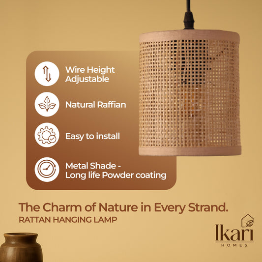 Square Mesh Rattan Hanging lamp – Woven Light, Timeless Texture