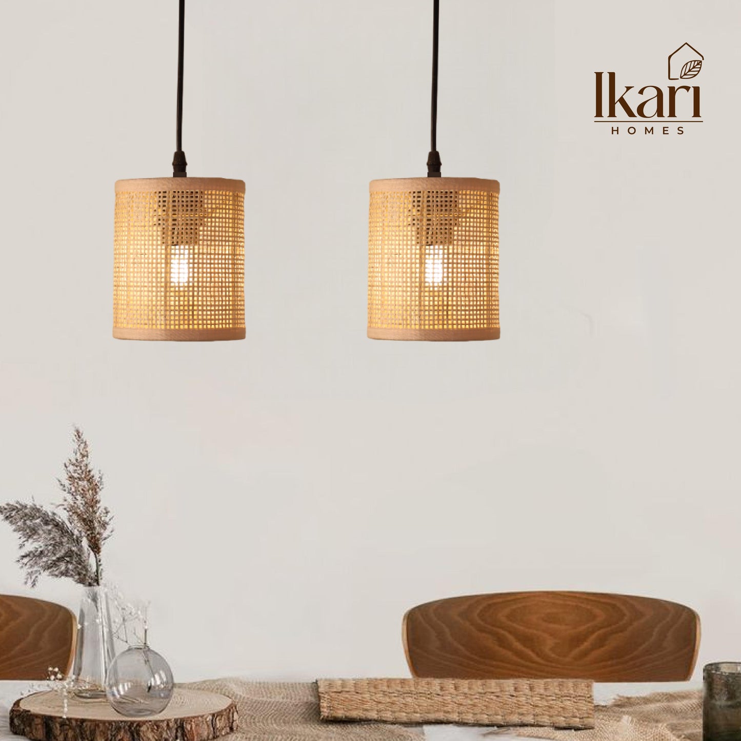 Square Mesh Rattan Hanging lamp – Woven Light, Timeless Texture