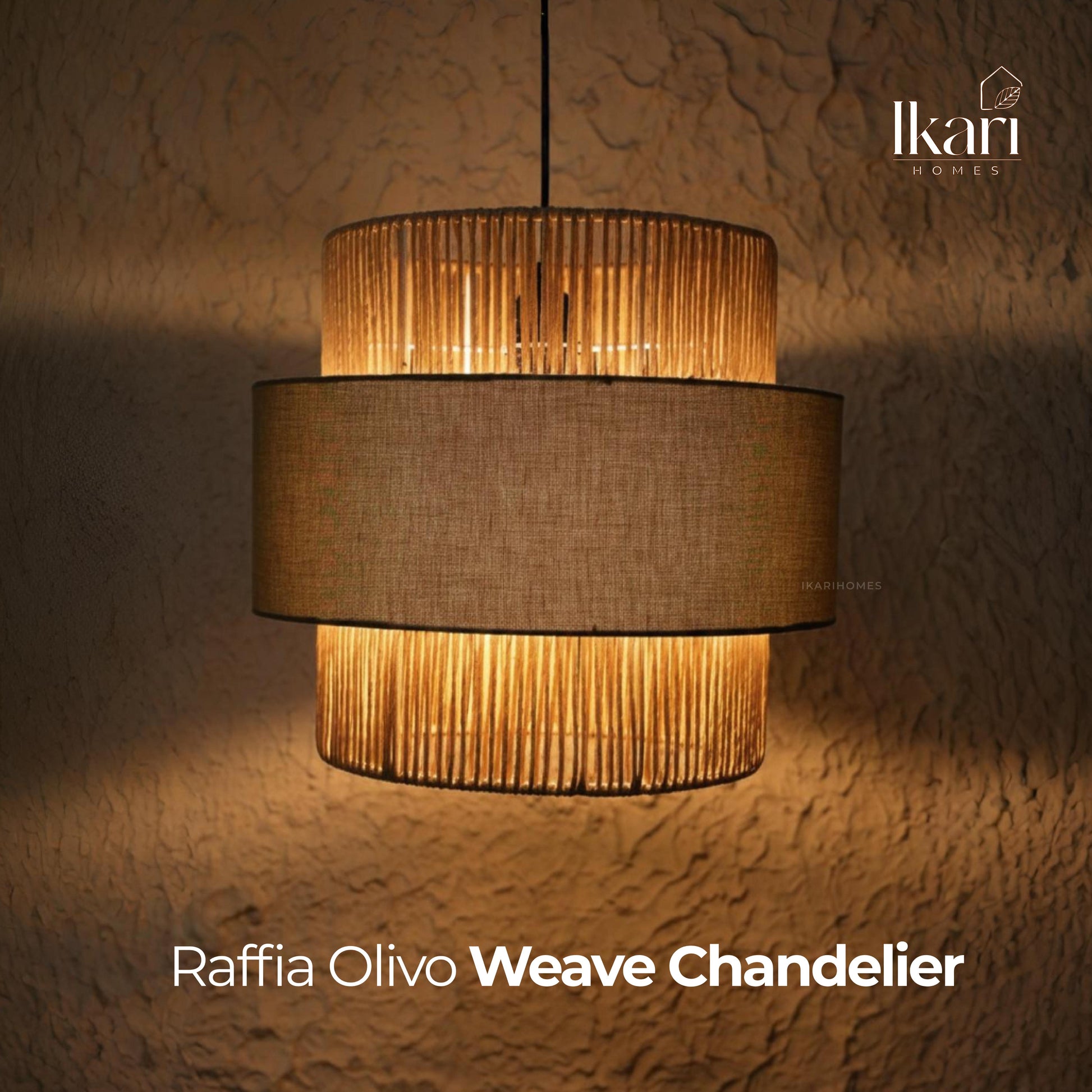 Raffia Olivo Weave Chandelier