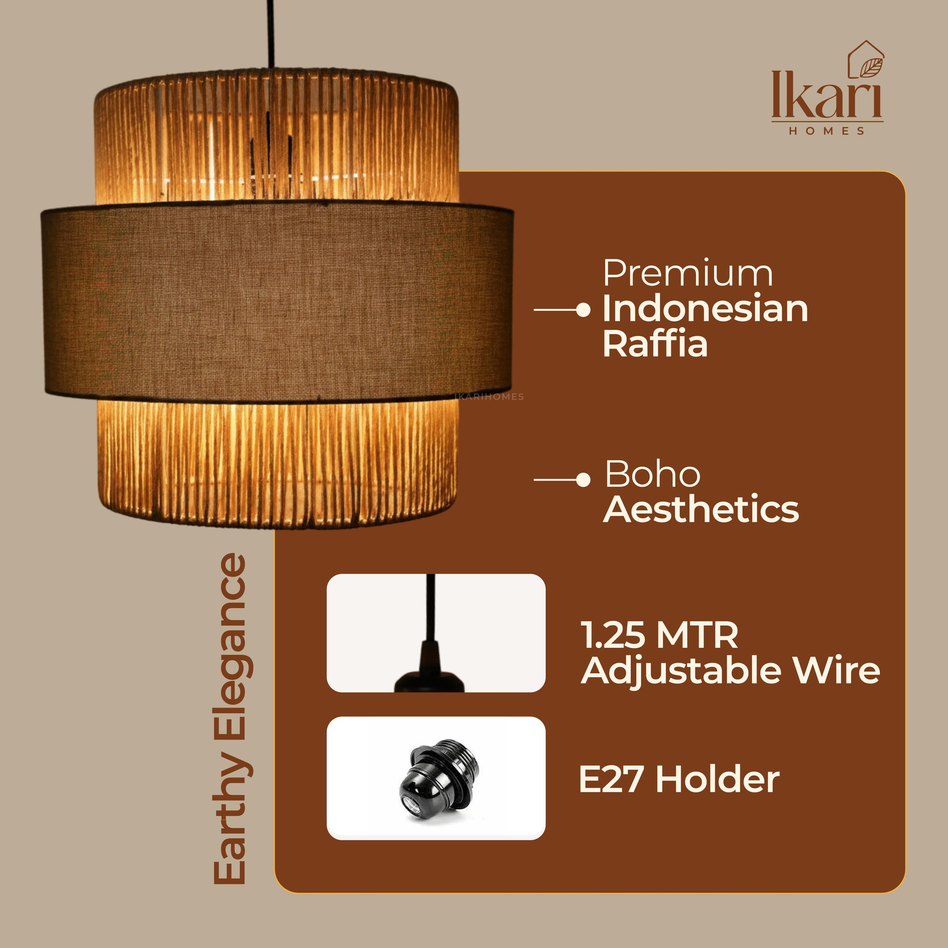 Raffia Olivo Weave Chandelier