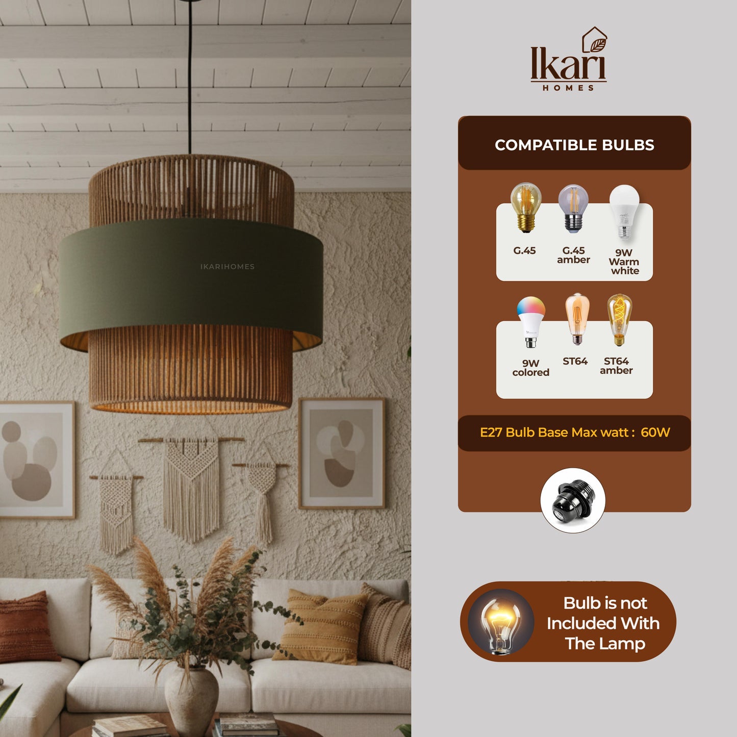 Raffia Olivo Weave Chandelier