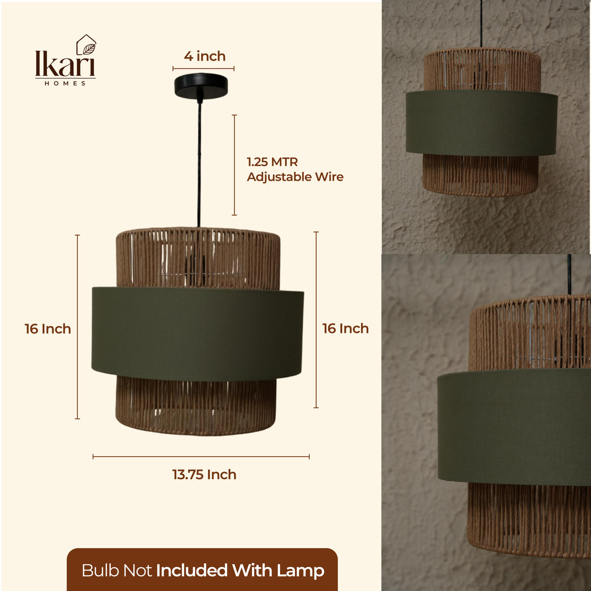Raffia Olivo Weave Chandelier