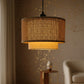 Rattan Square Duo Hanging Lamp 14 Inch