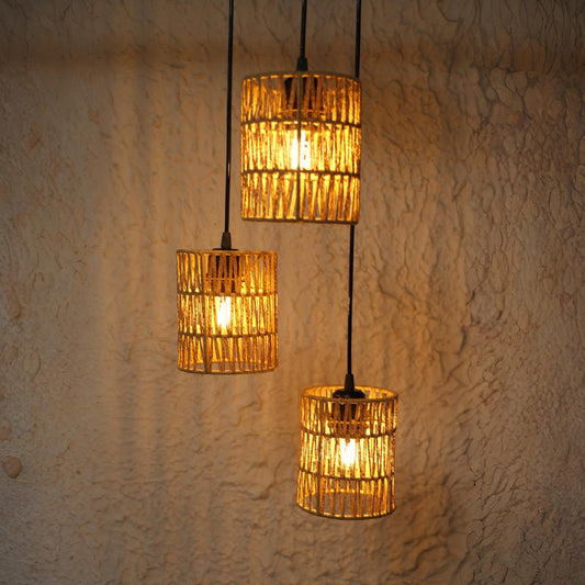 Zigzag Wave Woven Hanging Lamp